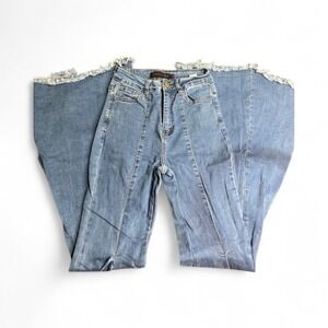 Purple Candy Wide-Leg Flare Jeans Women's Small – High Waist Frayed Hem